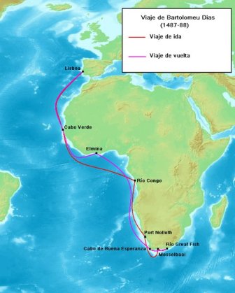 Карта эеспедиции Бартоломео Диаша 