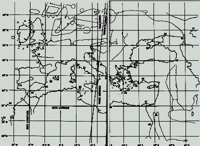 Старинная карта Европы с географической сеткой