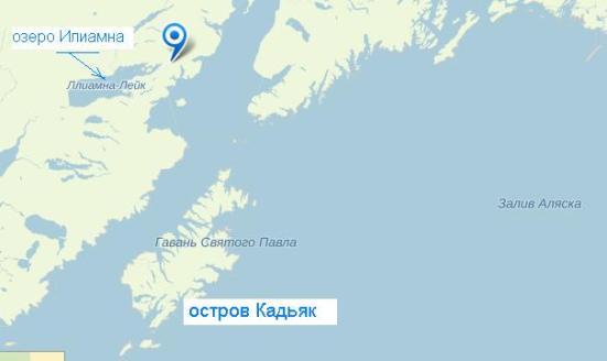 Остров Кадьяк, озеро Илиамна - места поселения русских в Америке 
